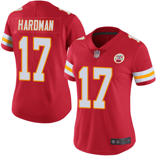 Women Kansas City Chiefs #17 Hardman Mecole Red Team Color Vapor Untouchable Limited Player Football Nike NFL Jersey->youth nfl jersey->Youth Jersey